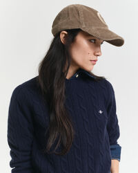 Camisola de malha entrançada de lã com decote redondo