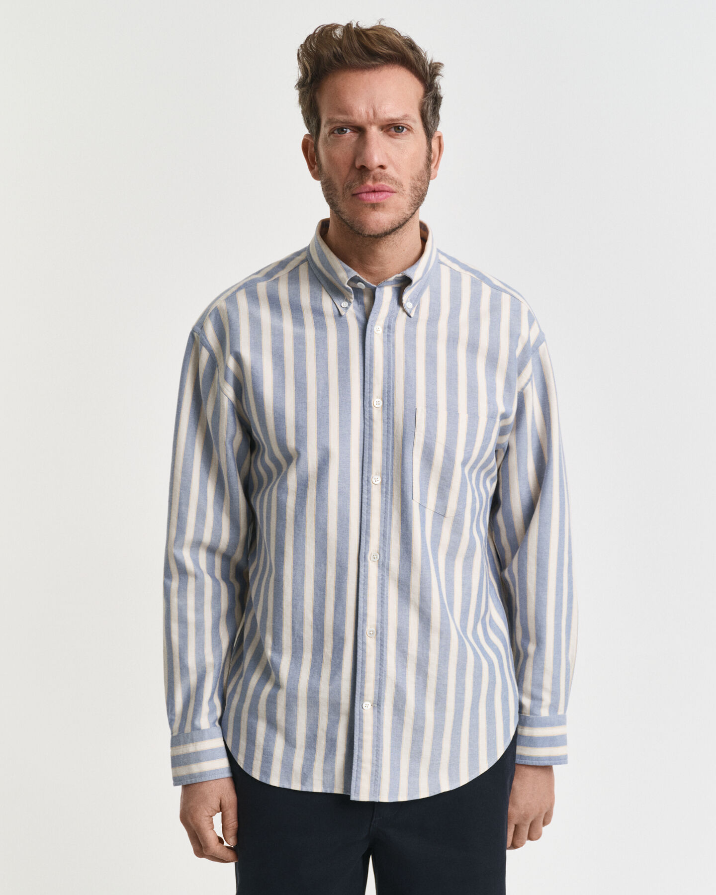 Camisa Oxford Heritage às riscas relaxed fit