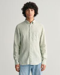 Camisa de linho &agrave;s riscas regular fit