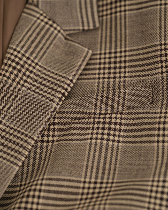 Blazer em mistura de l&atilde; com padr&atilde;o de xadrez regular fit