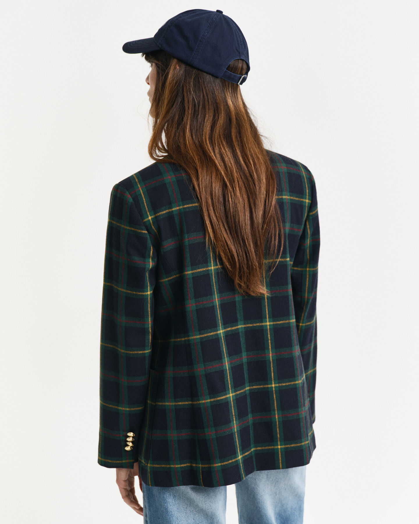 Blazer de fato com padrão de xadrez regular fit