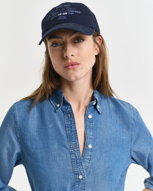 Vestido-camisa em chambray