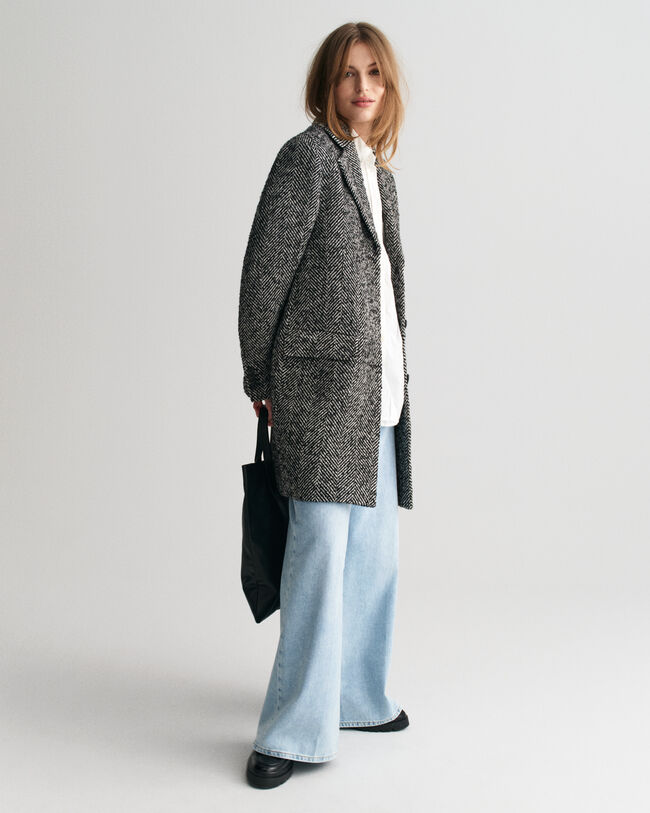 Sobretudo com padr&atilde;o espinha de peixe Heritage