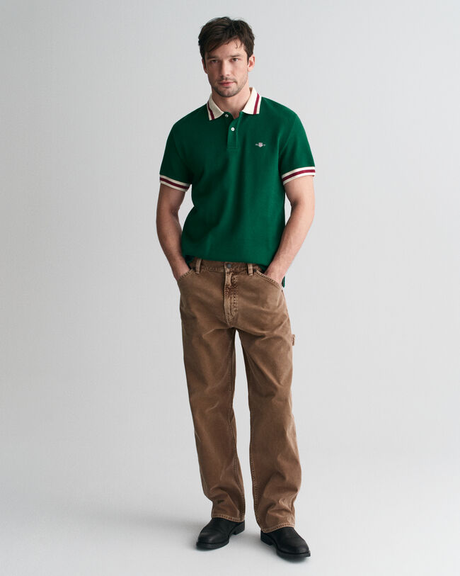 Polo em algod&atilde;o piqu&eacute; texturizado Popcorn