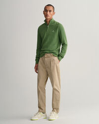 Sweatshirt com meio fecho de correr em algod&atilde;o piqu&eacute;