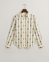 Camisa em voile de algod&atilde;o &agrave;s riscas Monogram regular fit