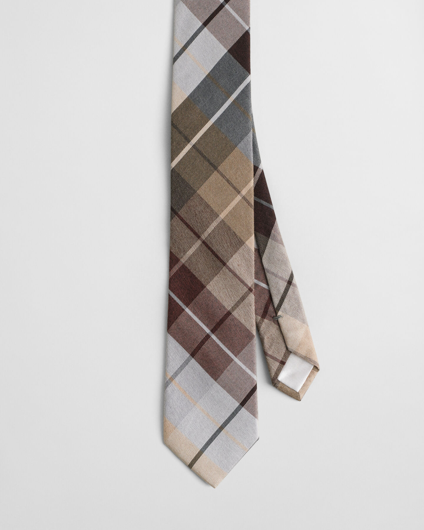 Gravata em seda e algodão com padrão de xadrez