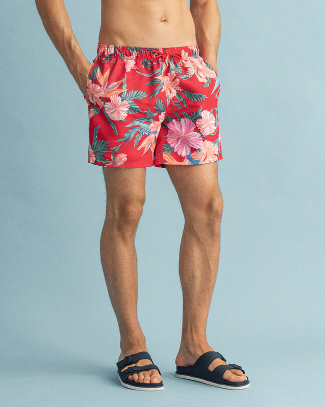 Cal&ccedil;&otilde;es de banho com estampado tropical classic fit