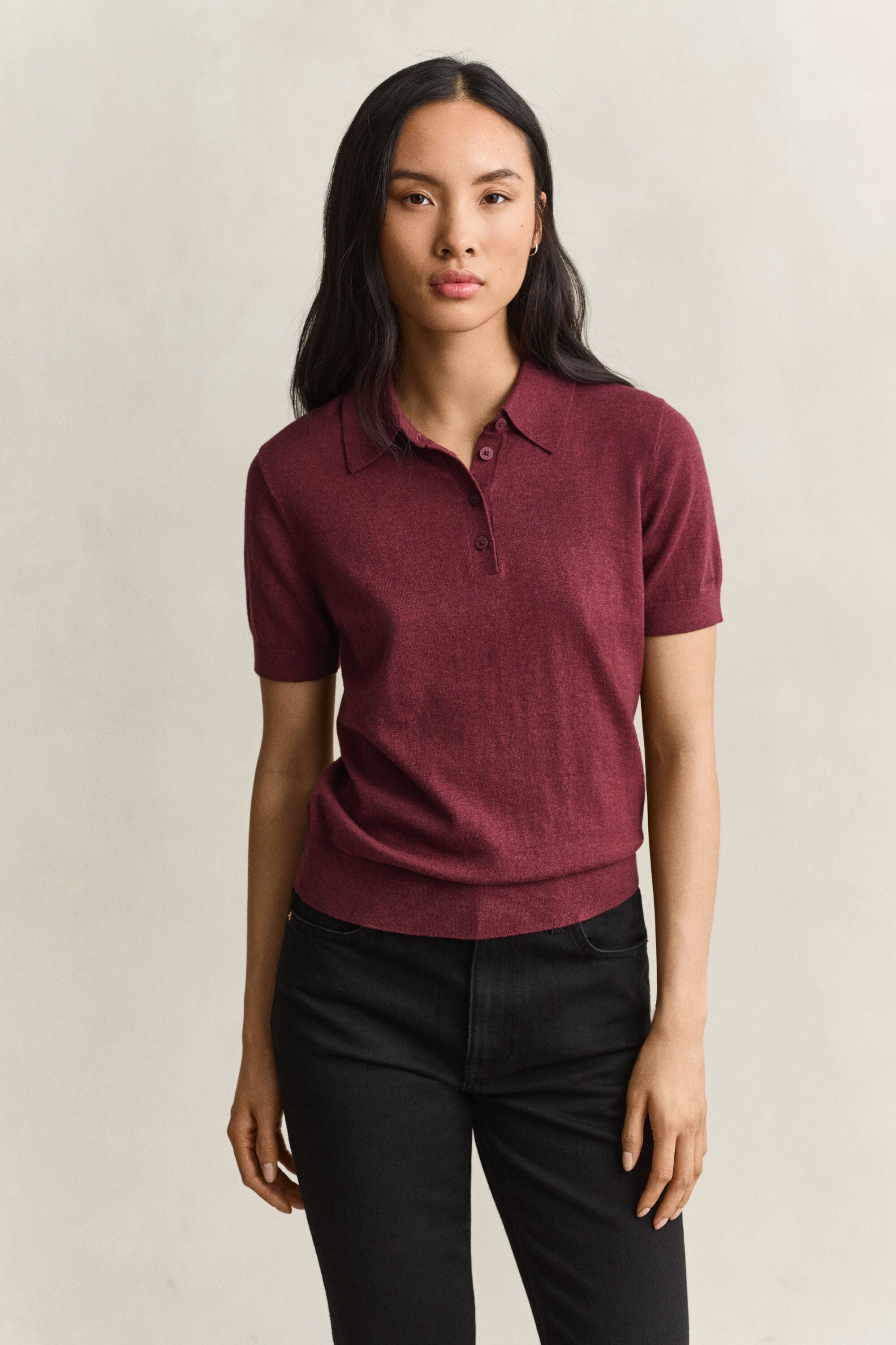 Camisola de malha estilo polo leve