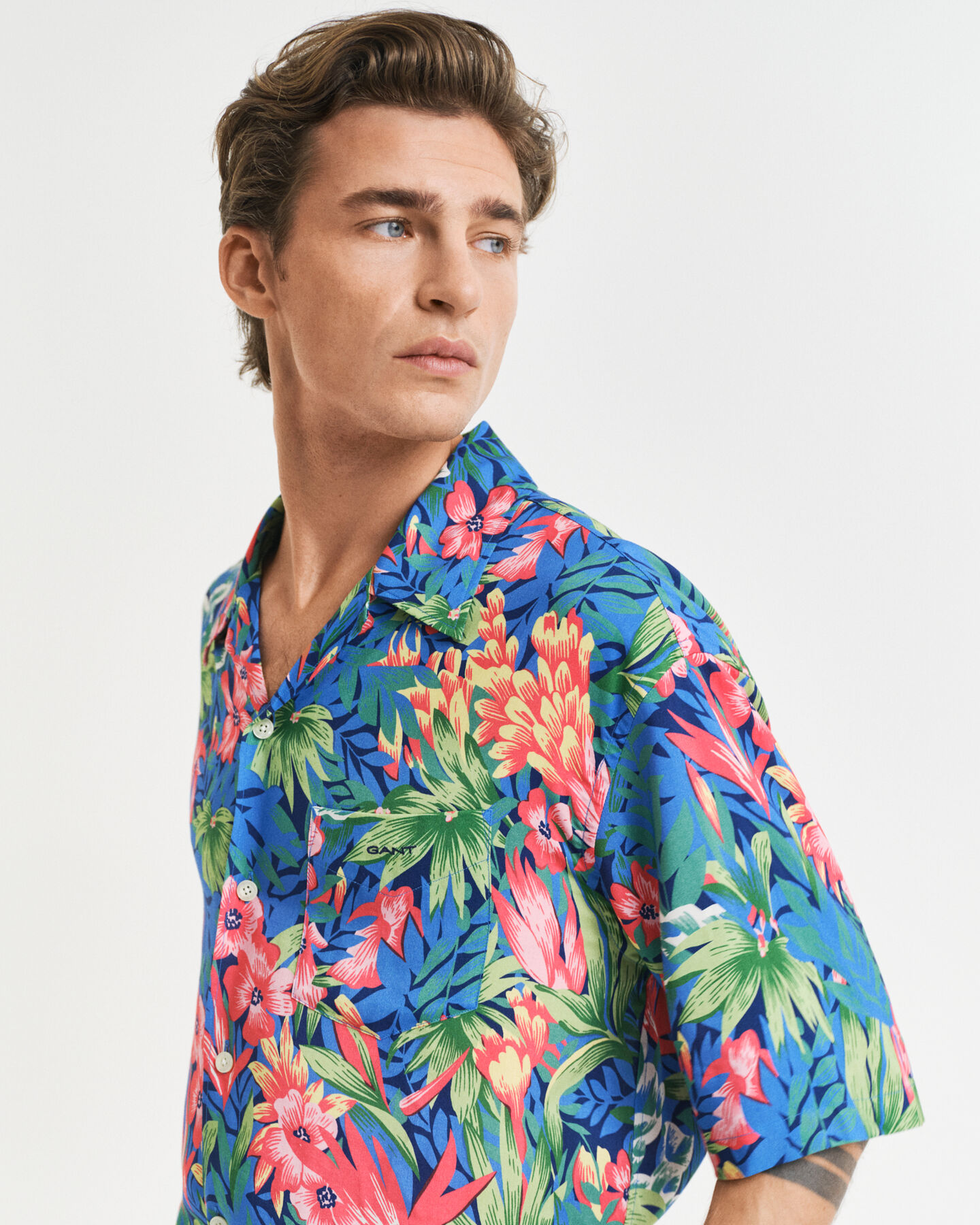 Camisa de manga curta Tropical Print relaxed fit