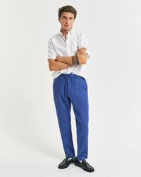 Cal&ccedil;as de linho com cord&atilde;o relaxed fit