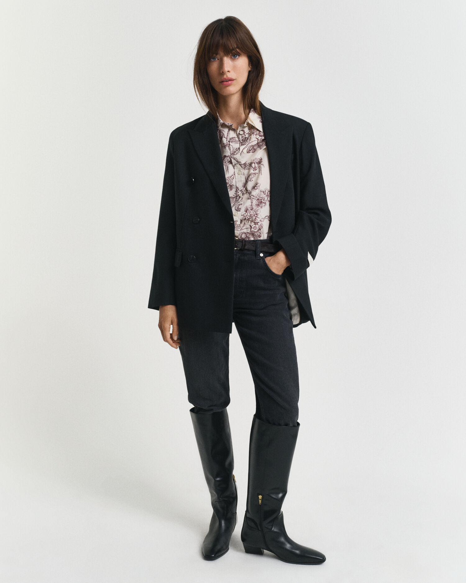 Camisa em voile de algodão com estampado Tree regular fit