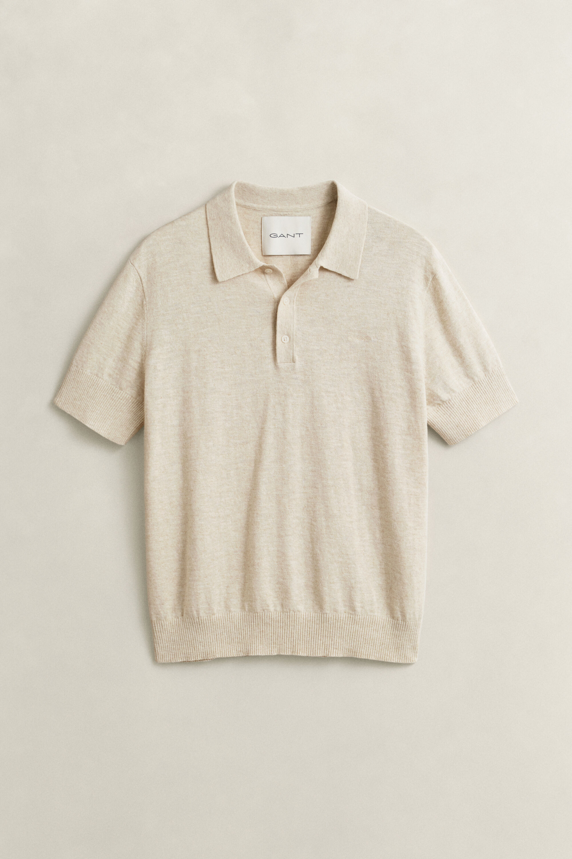Camisola de malha estilo polo com manga curta em algodão com mistura de fios