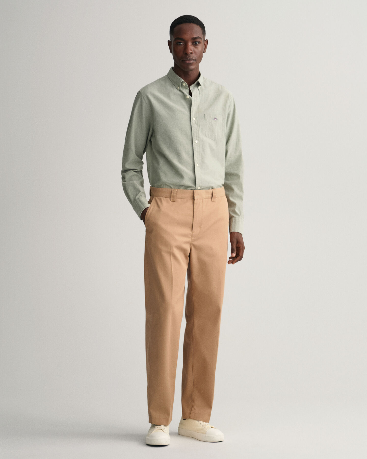 Camisa de linho e algod&atilde;o regular fit