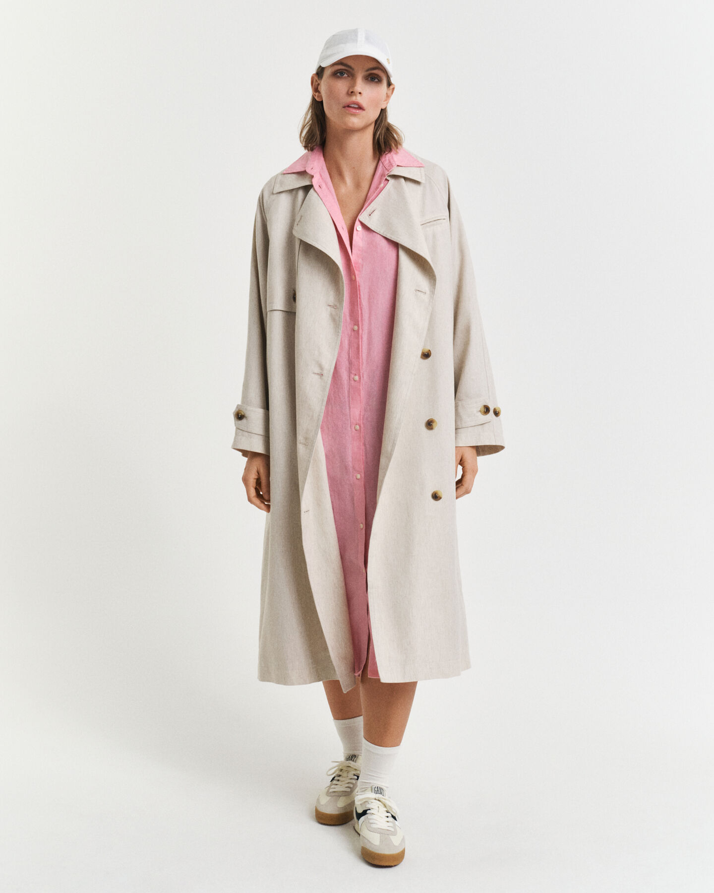 Vestido-camisa de manga curta em linho