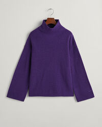 Pulover com gola estilo mao em lã canelada