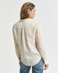 Camisa de linho às riscas regular fit