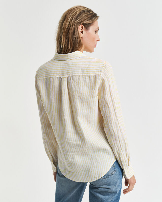 Camisa de linho às riscas regular fit