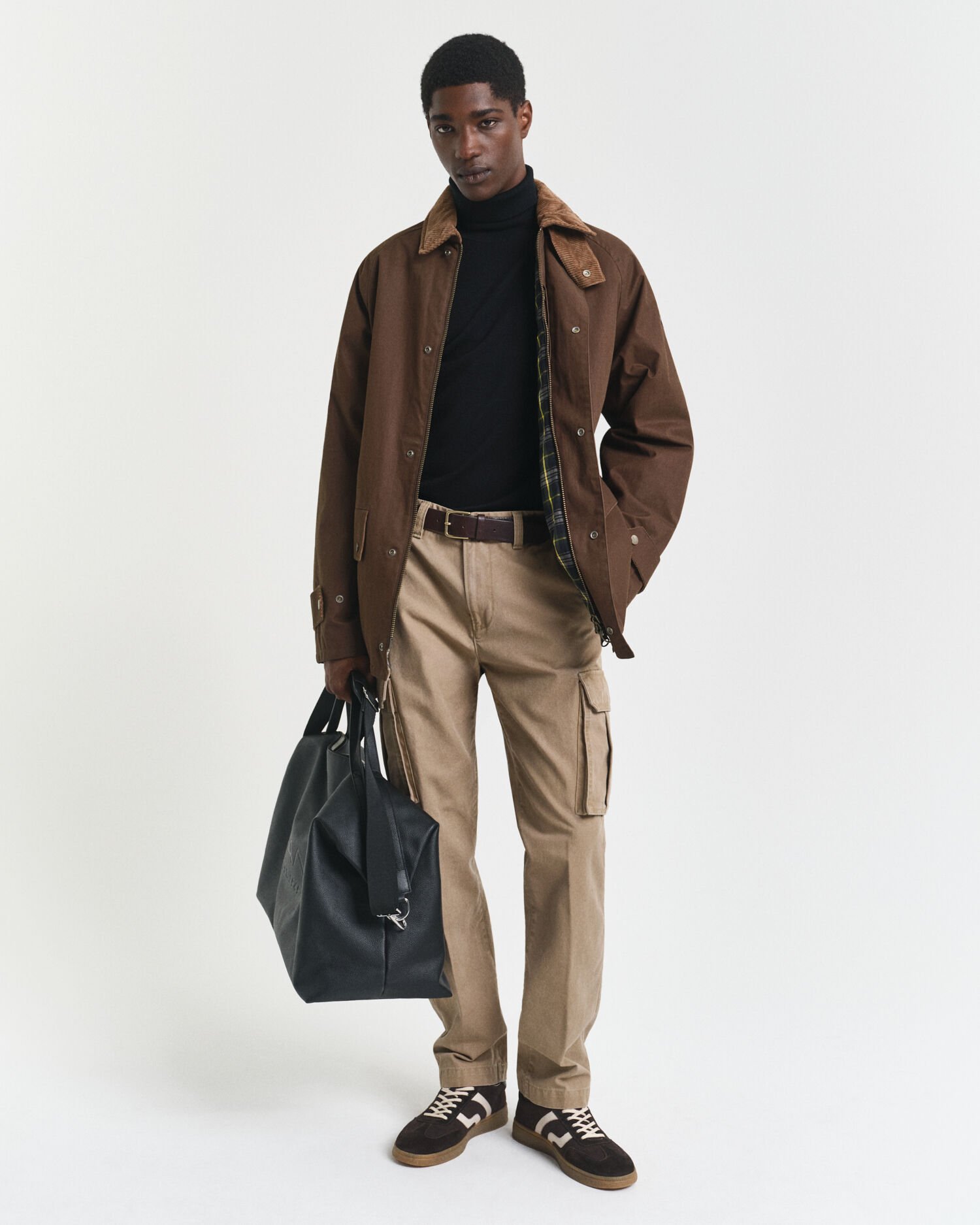 Calças cargo em sarja de algodão regular fit