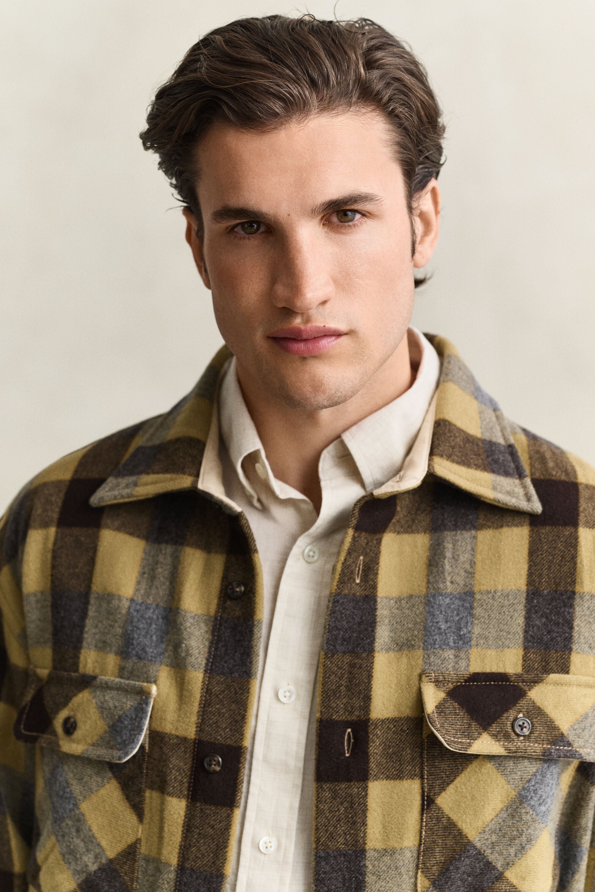 Camisa de lã com padrão de xadrez