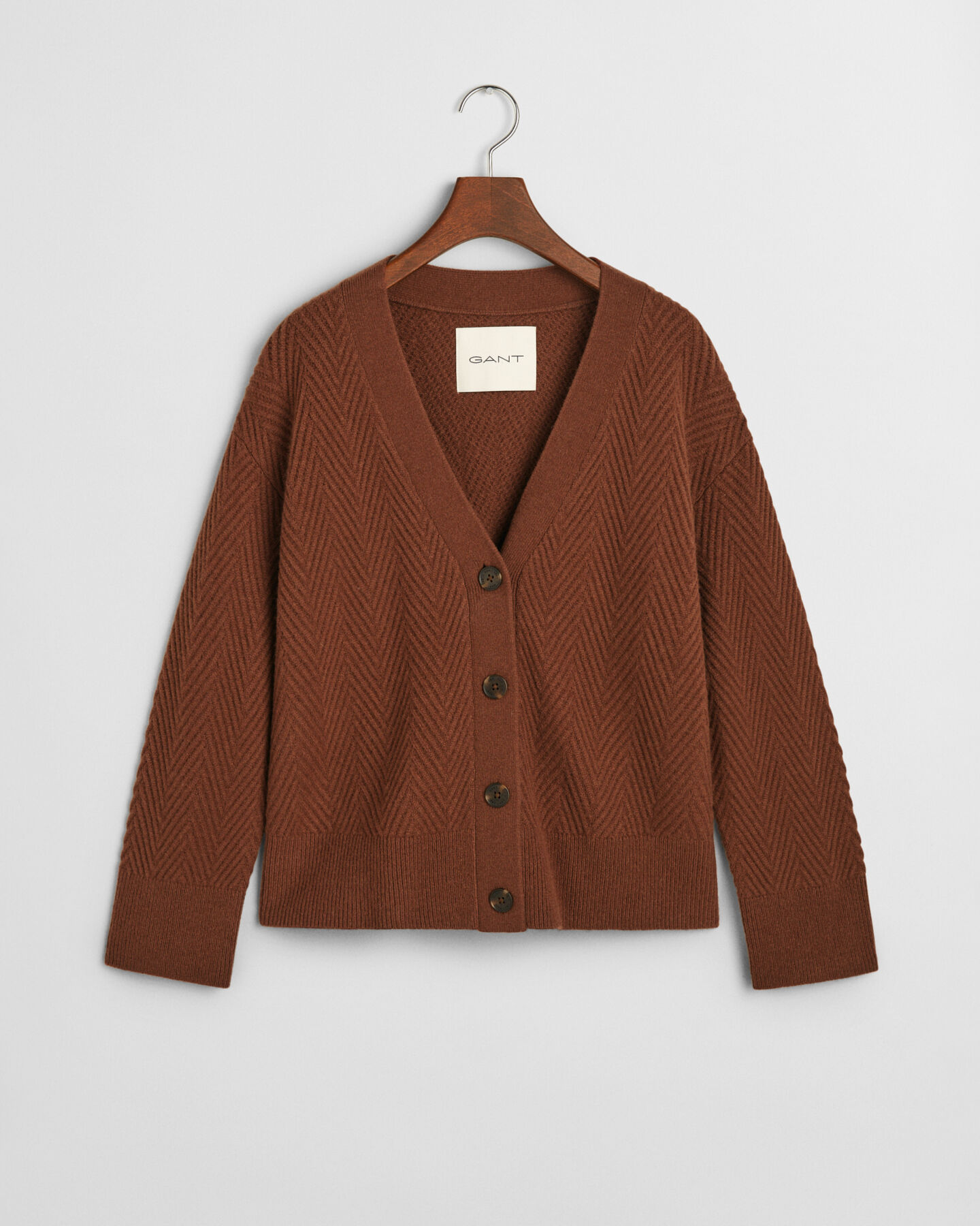 Casaco de malha com decote em V Herringbone