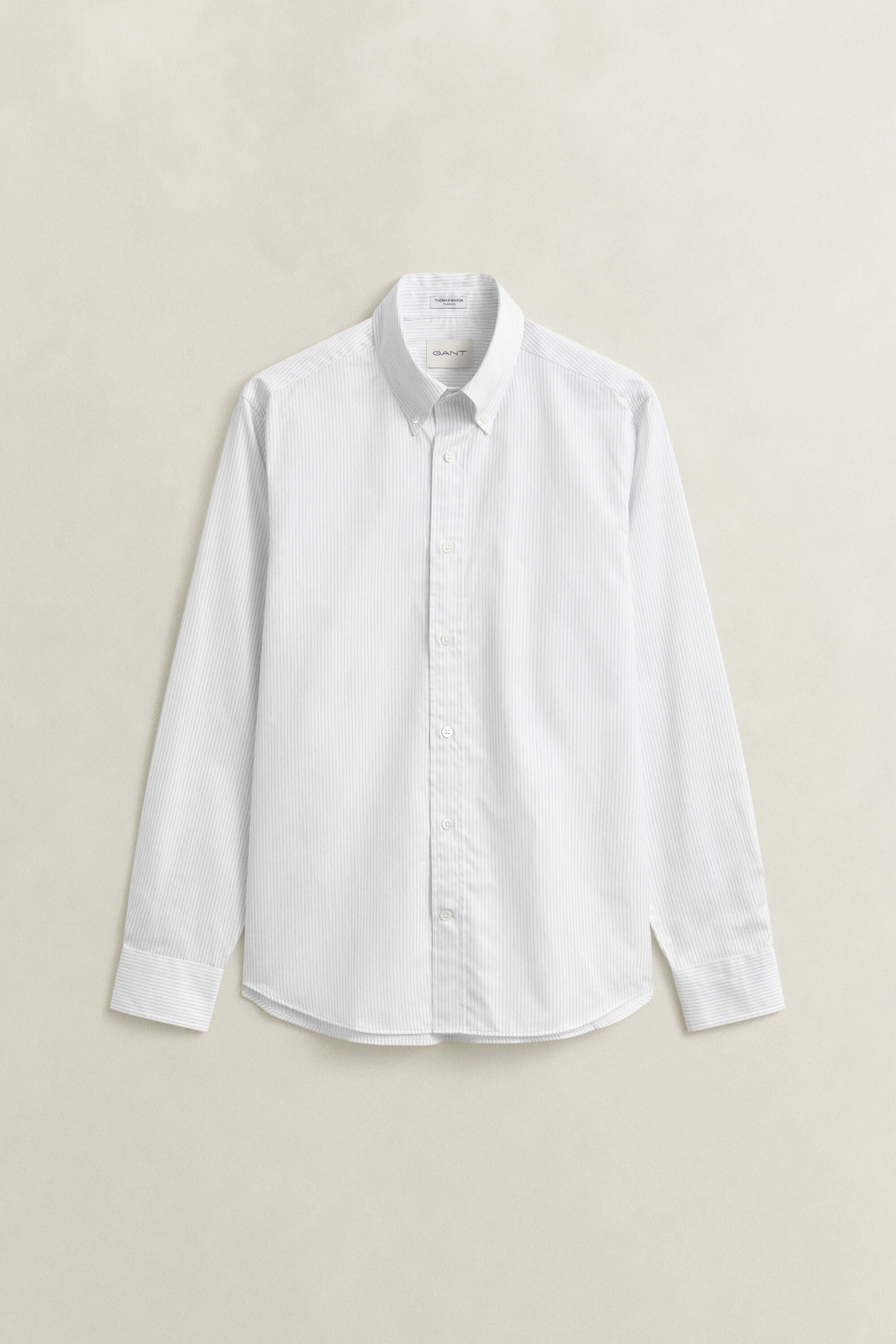 Vestido-camisa em sarja às riscas