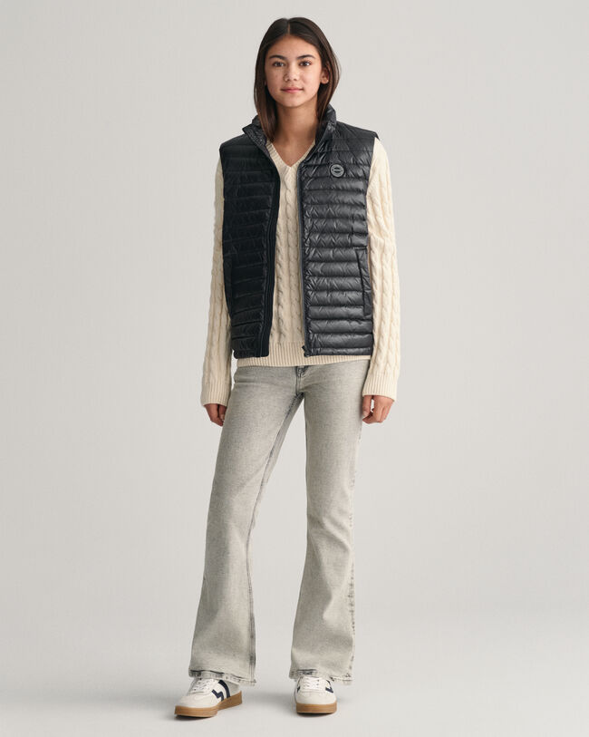 Colete de penas acolchoado leve e brilhante Teens