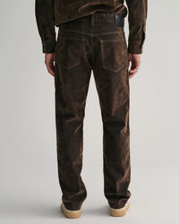 Cal&ccedil;as de ganga com acabamento aveludado Flocked relaxed fit