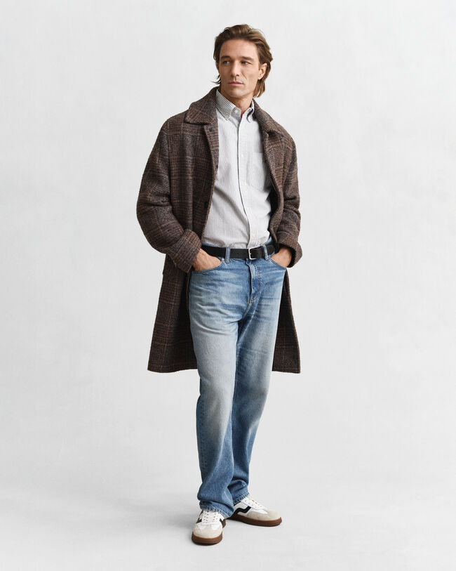 Camisa Oxford clássica com riscas finas regular fit