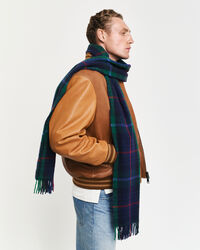 Cachecol em mistura de caxemira com padrão de xadrez