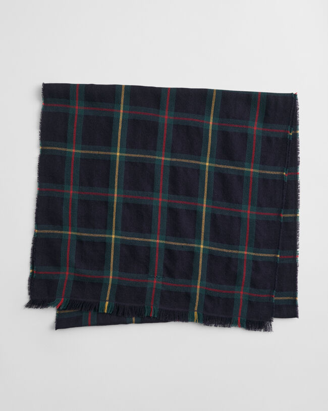 Cachecol em lã de merino com padrão de xadrez