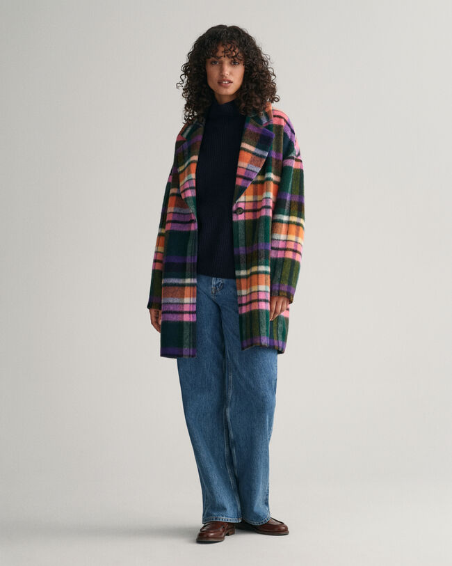 Sobretudo Cocoon com padrão axadrezado