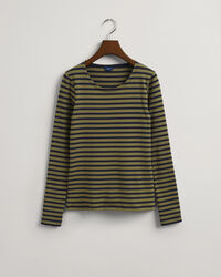 T-shirt canelada de manga comprida &agrave;s riscas