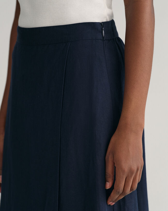 Saia de comprimento médio em linho e viscose