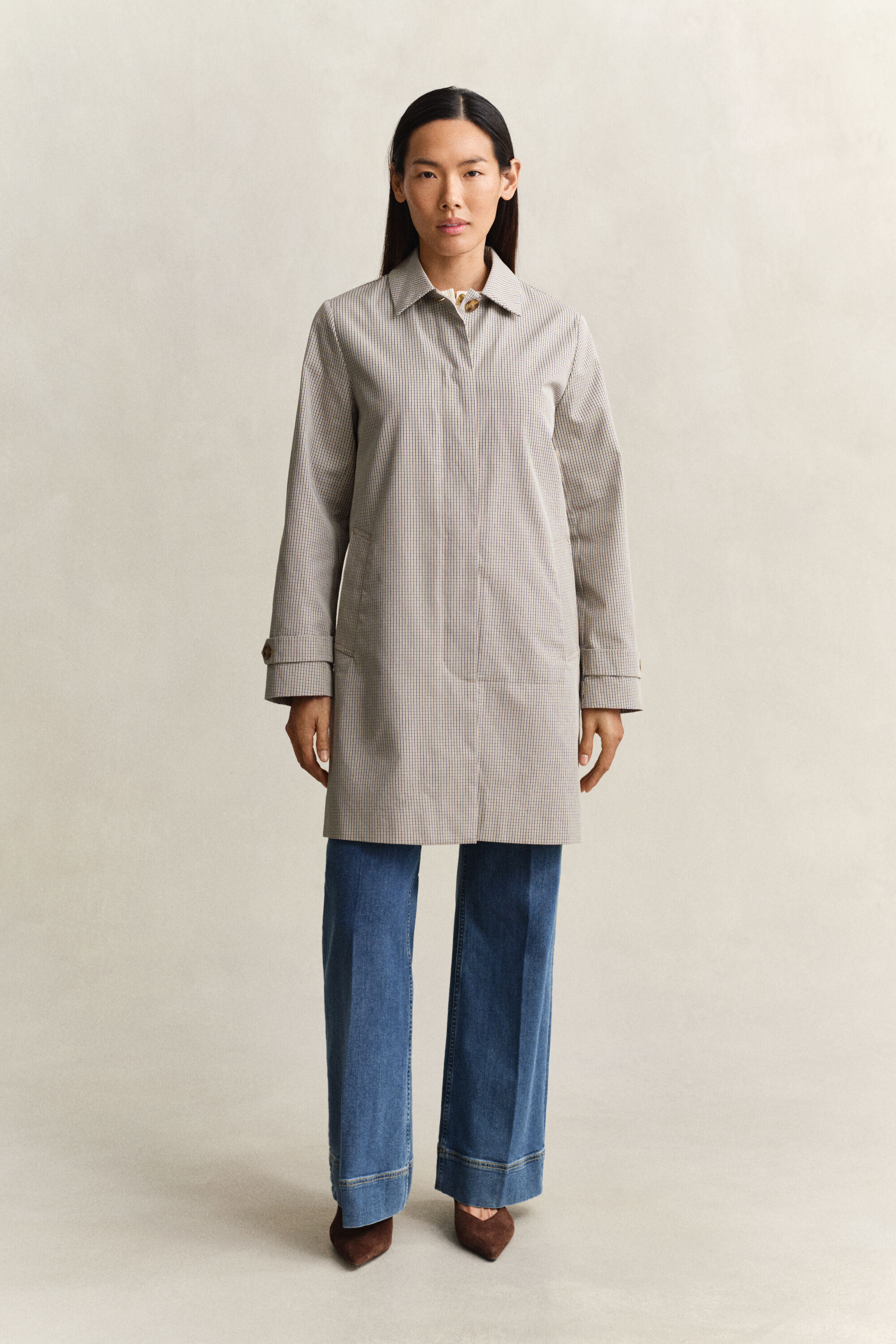 Gabardina com padrão de xadrez