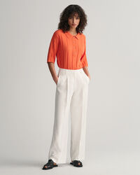 Pulover em malha canelada estilo polo Terry Cloth