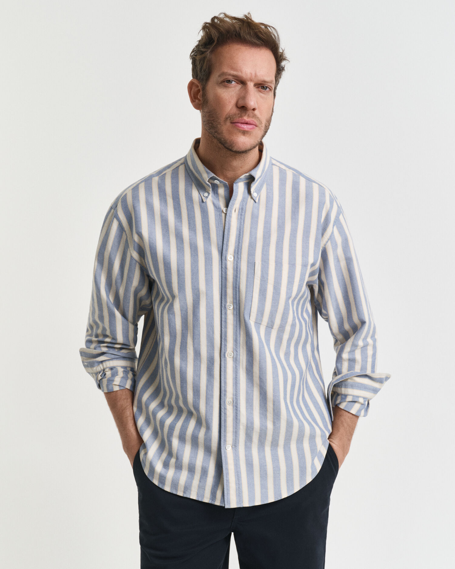 Camisa Oxford Heritage às riscas relaxed fit