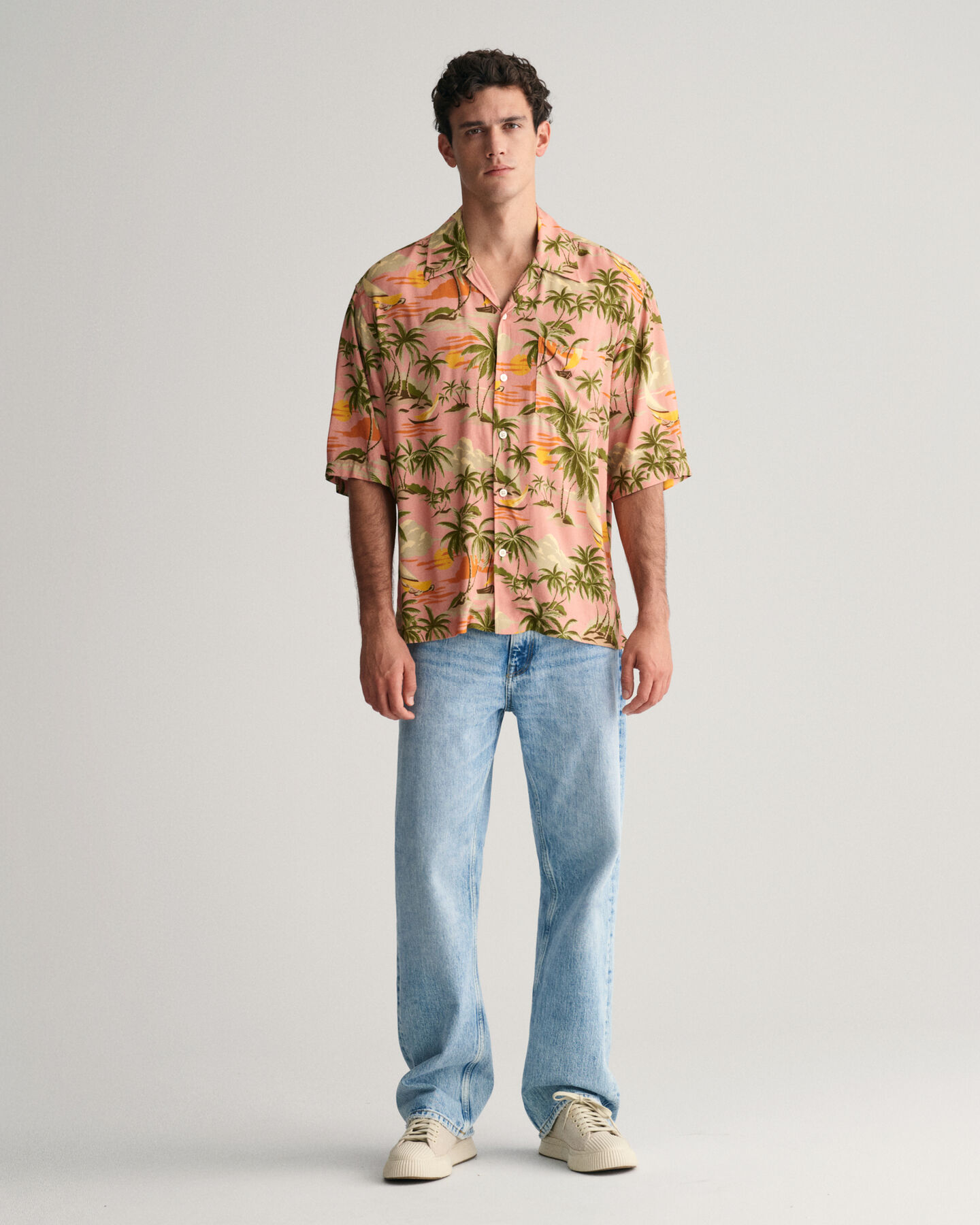 Camisa de manga curta Hawaiian Print relaxed fit