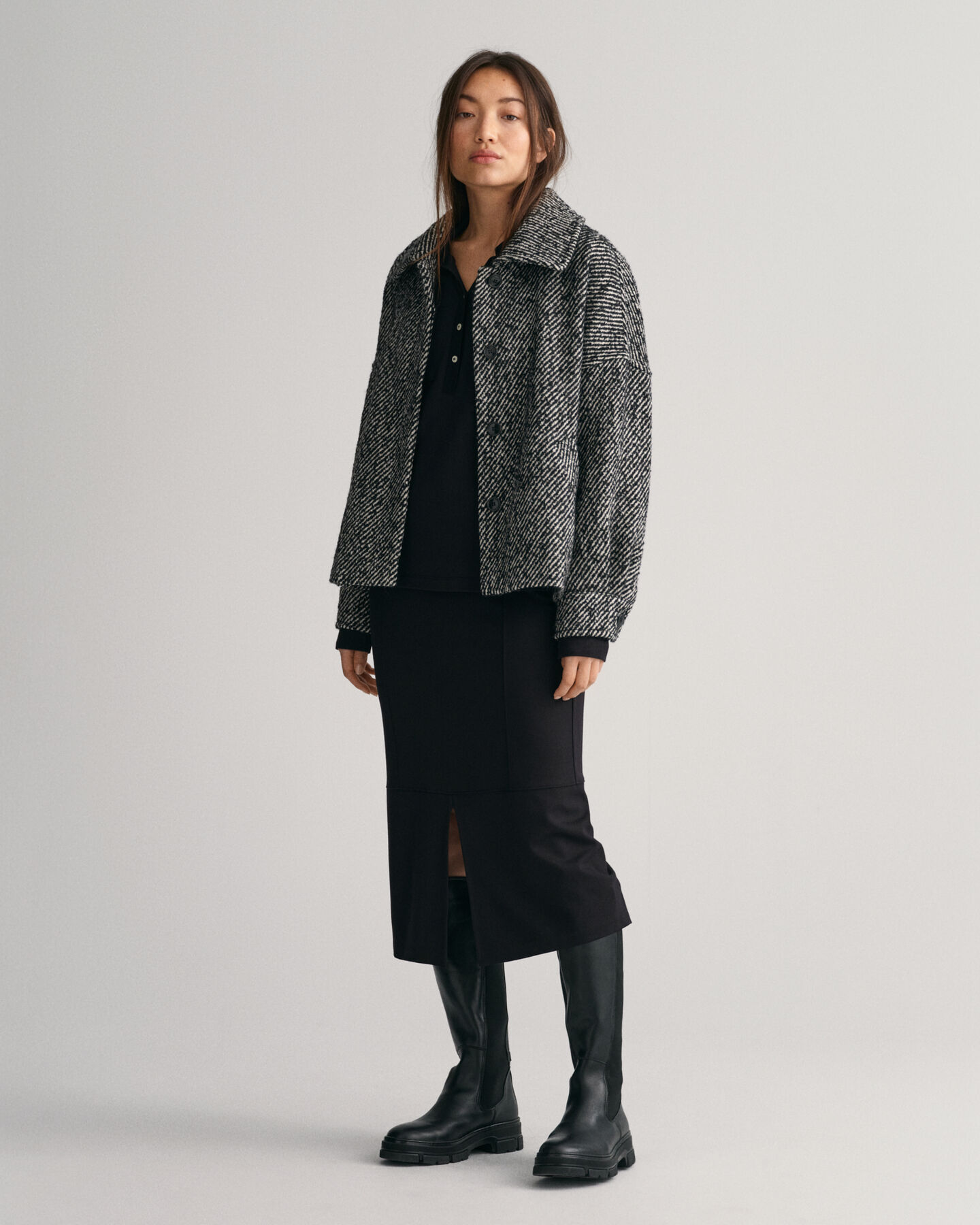 Camisa em jersey com colarinho de polo slim fit