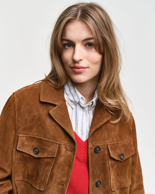 Blazer em camurça relaxed fit