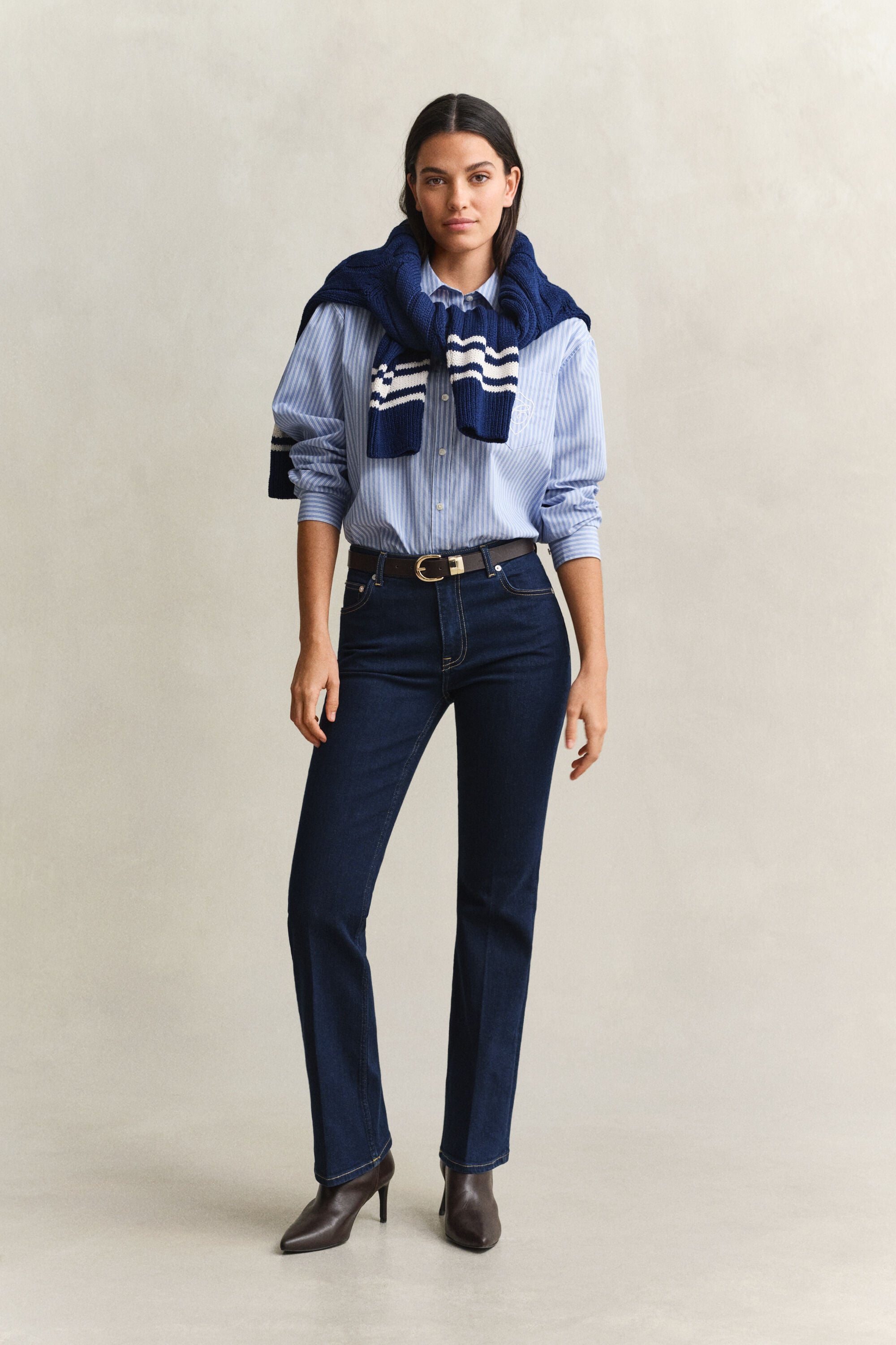 Camisa em popelina às riscas Classic relaxed fit
