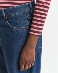 Camisola de mangas compridas em malha canelada às riscas