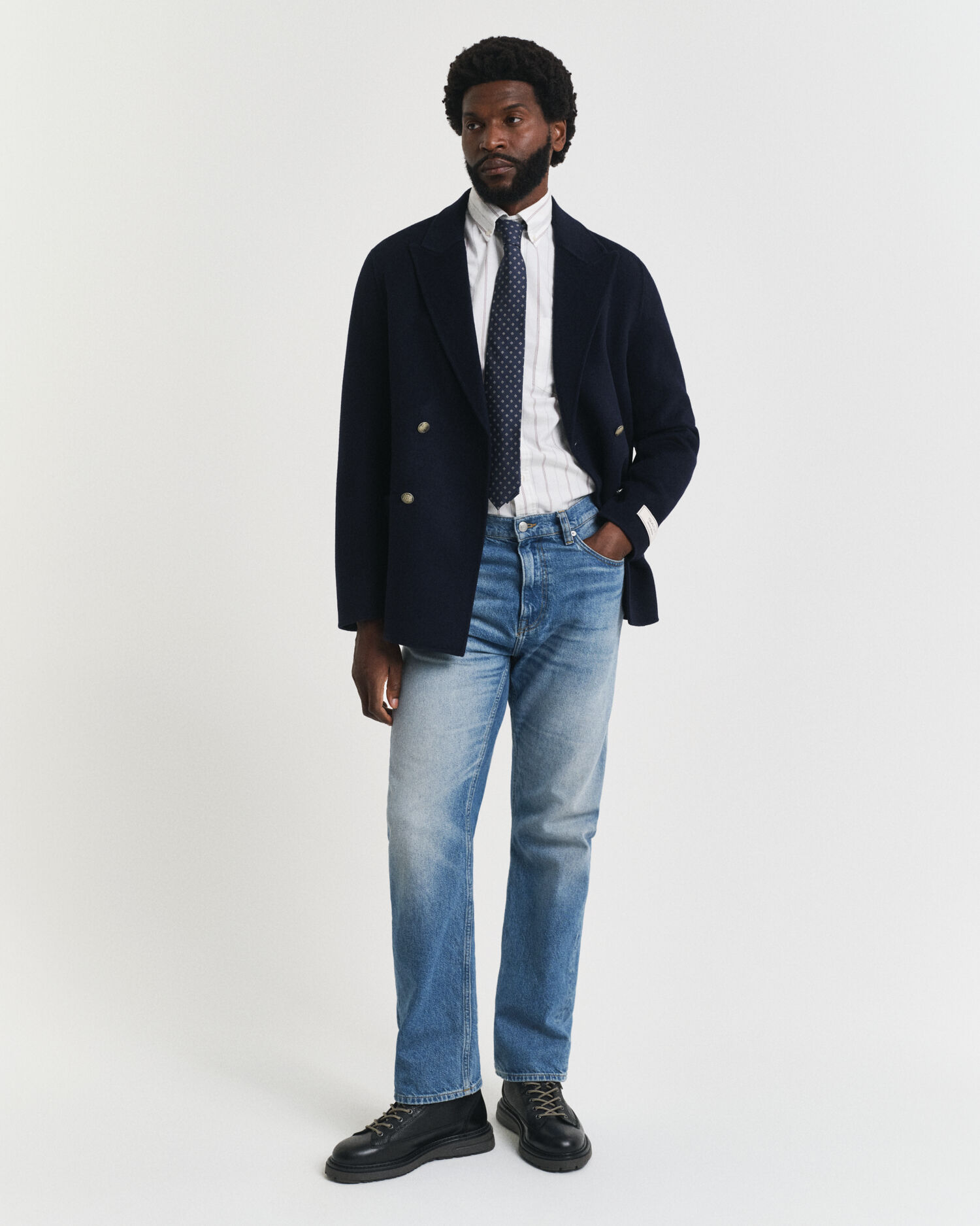 Camisa Oxford clássica às riscas regular fit