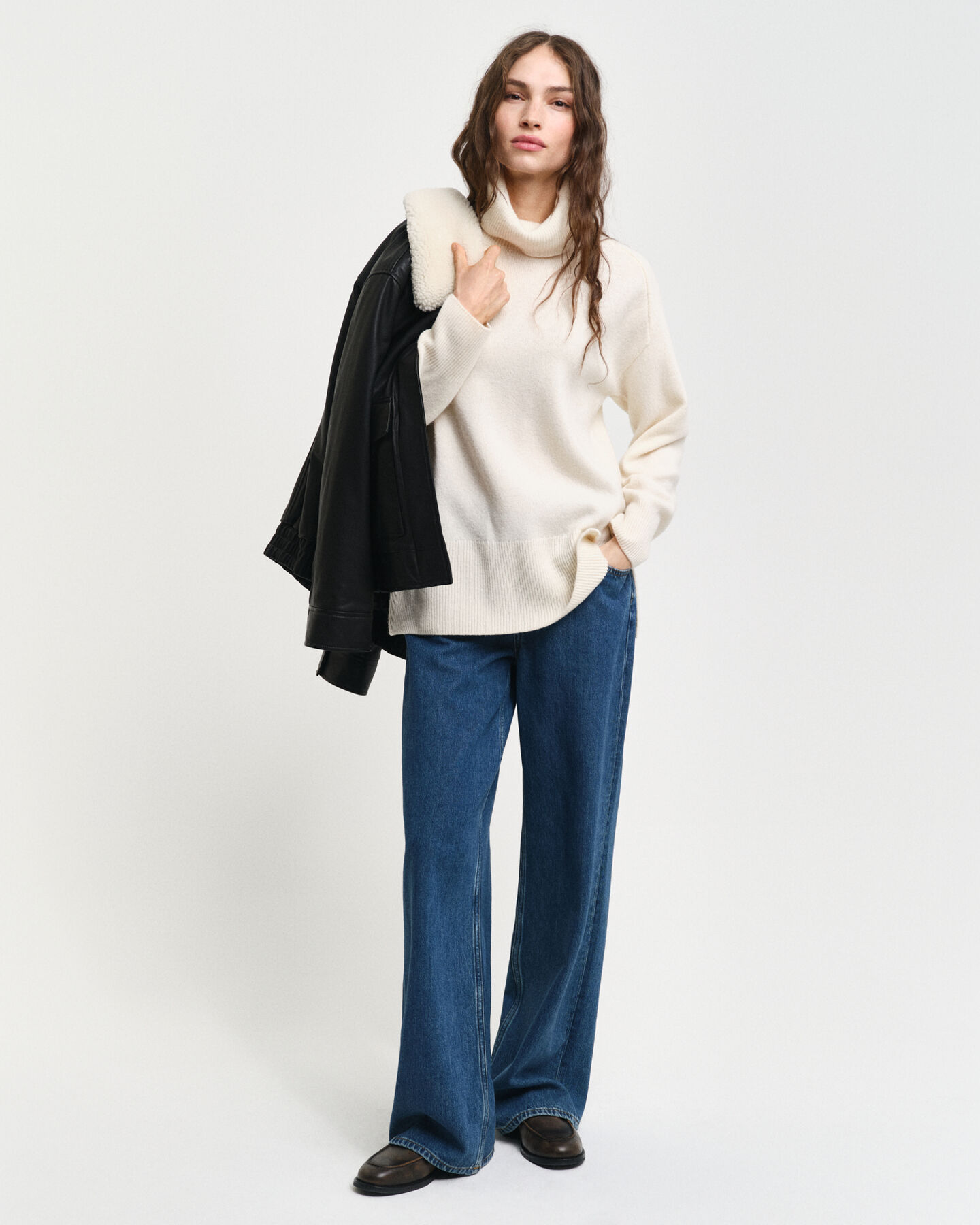 Camisola de gola alta Herringbone Detail