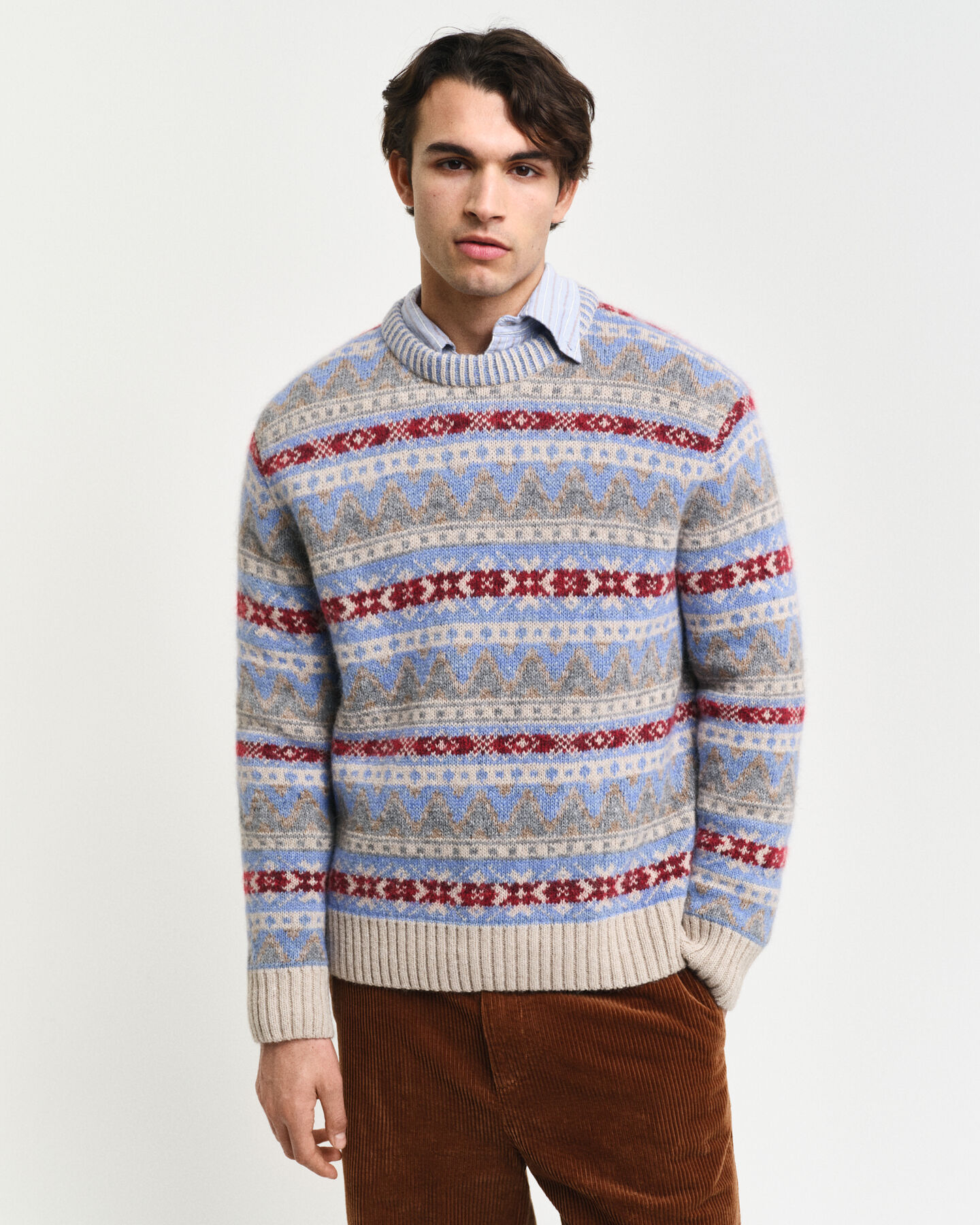 Camisola de malha com decote redondo Fair Isle