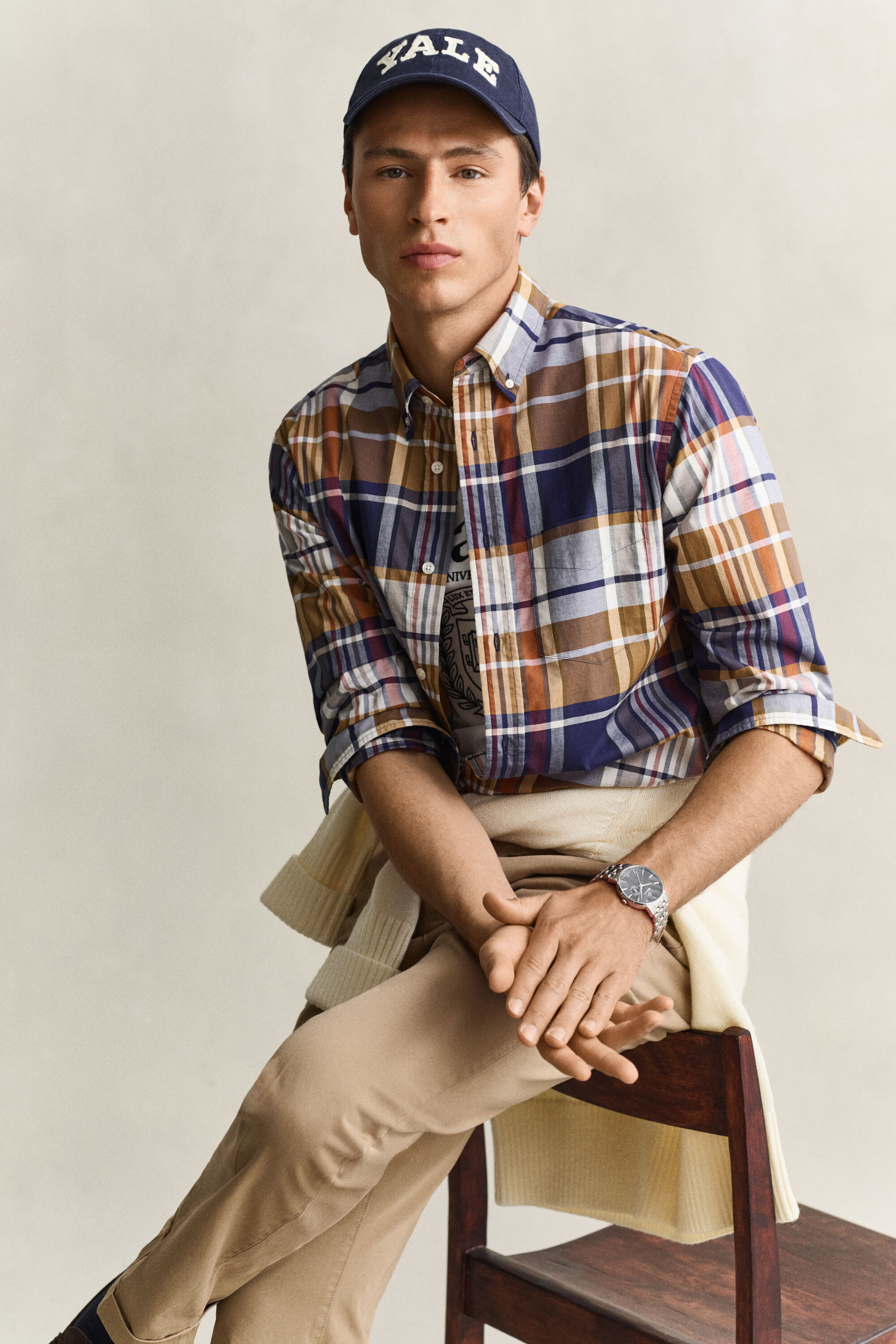 Camisa de popelina com padrão de xadrez Gant x Yale