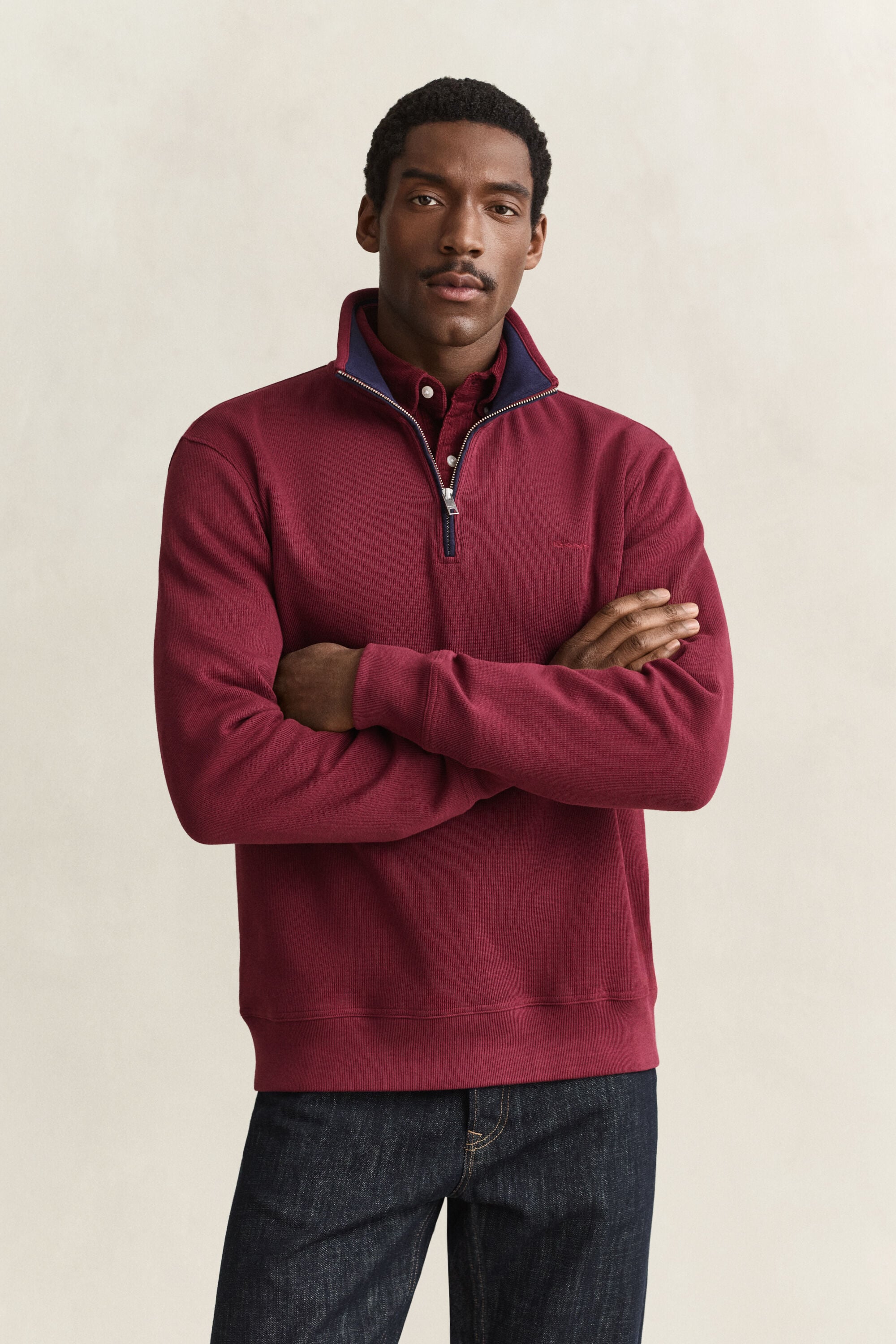 Sweatshirt com meio fecho Sacker Rib