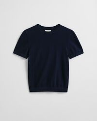 Camisola de malha leve com decote redondo e manga curta