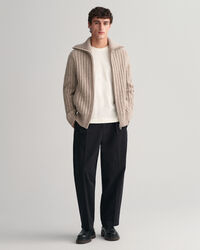 Casaco de malha de lã com fecho de correr