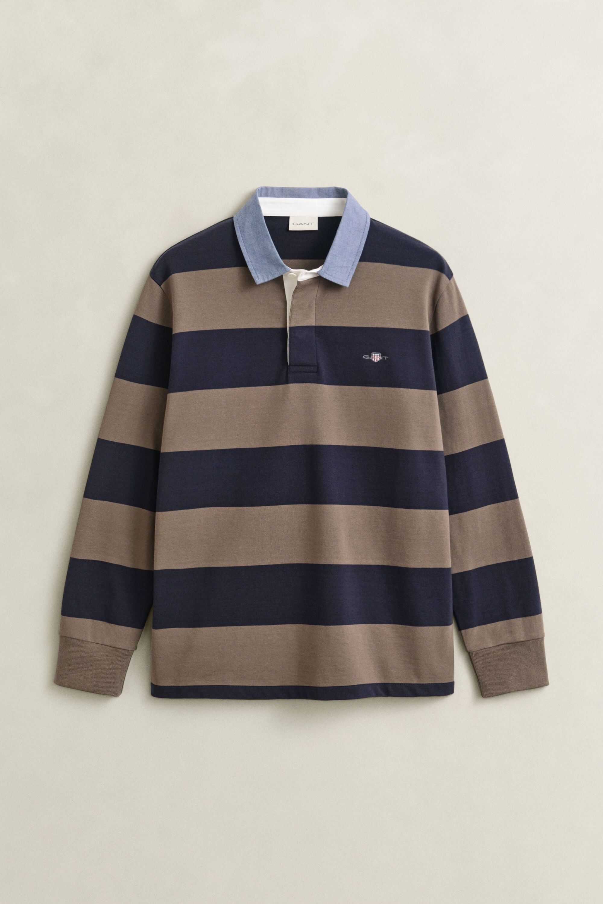 Heavy Rugger às riscas com colarinho em chambray
